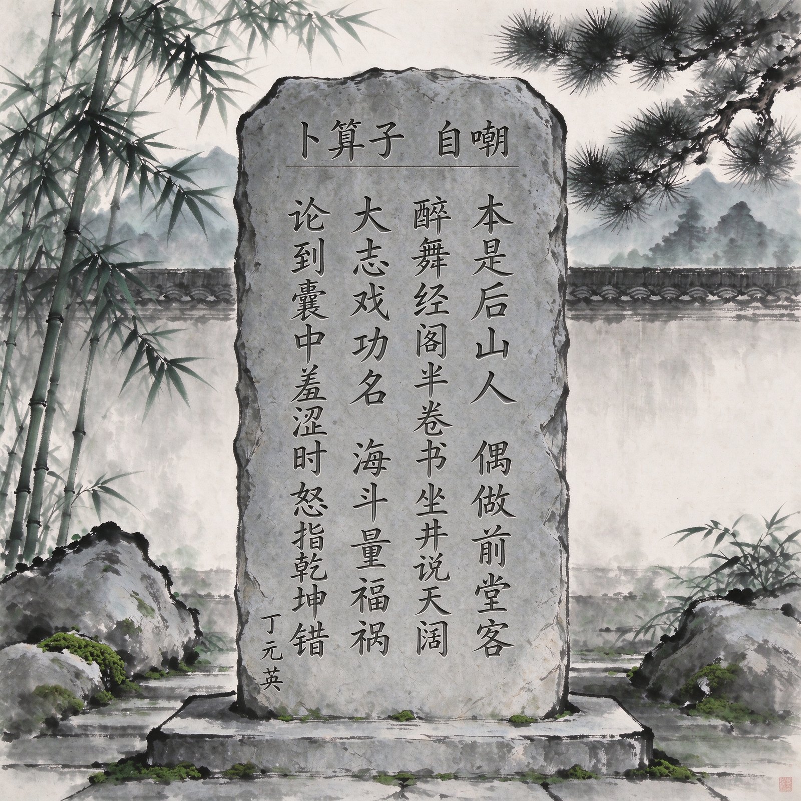 卜算子·自嘲石碑刻字