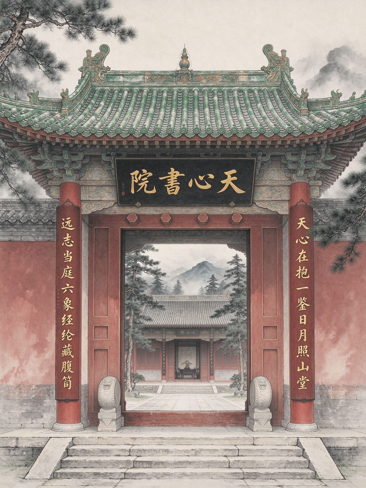迎客松与山门
